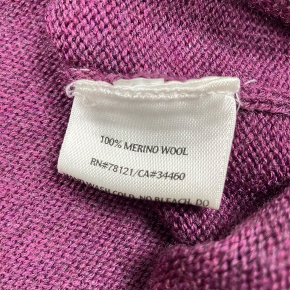 Eileen Fisher Purple Merino Wool Short Sleeve Sweater Turtleneck Lagenlook Sz M - Picture 8 of 11